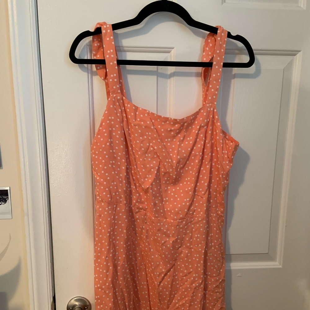 Peach polka dot dress